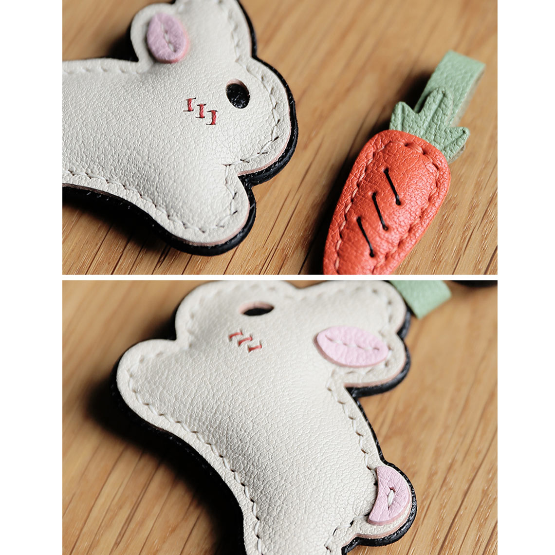HANDSEWGIFT Leather New Bunny & Carrot Keychain DIY Kit