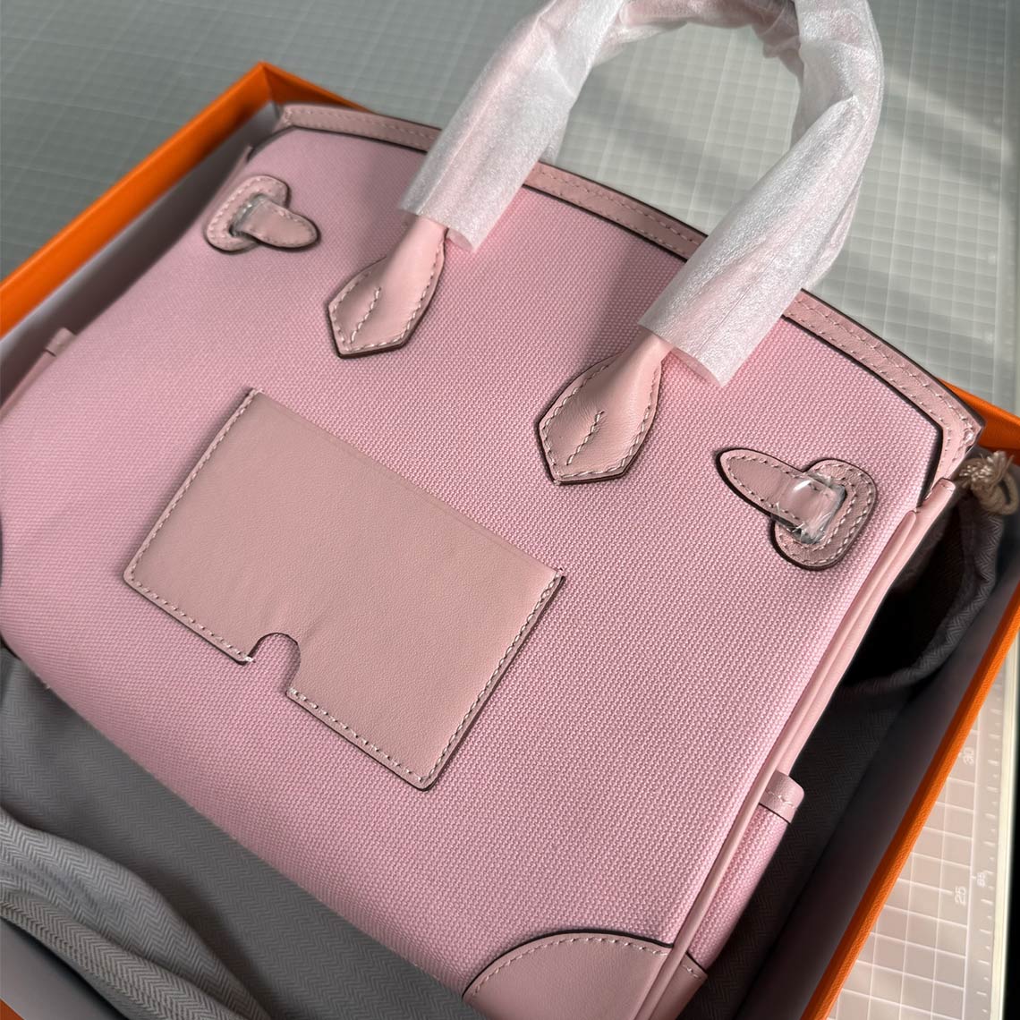 Inspired Berkin Bag Toile Canvas Swift Leather Handbags 25cm | Automatic 20% OFF at Checkout