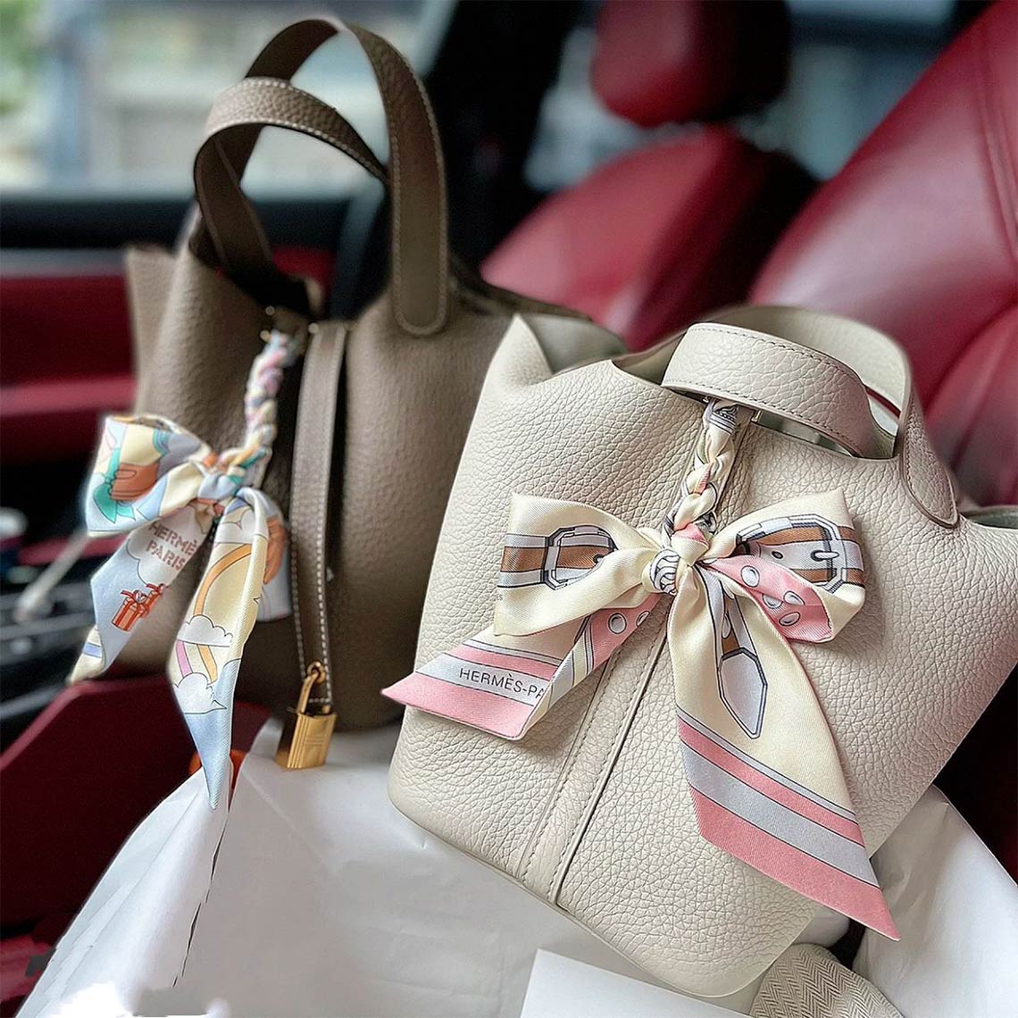 Top Grain Leather Inspired Pictin Lock Bag | Silver/Gold-tone Hardware