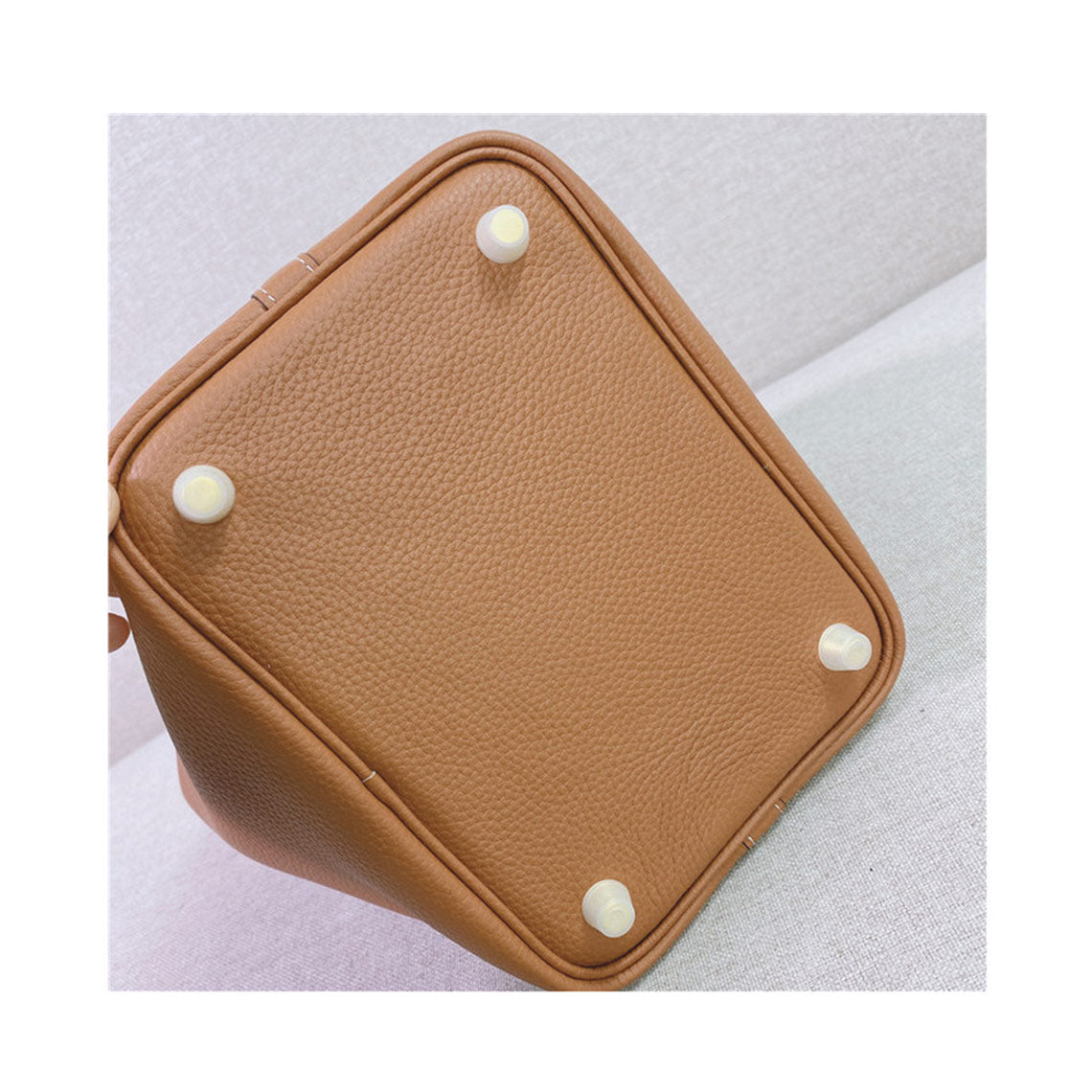 Top Grain Leather Inspired Pictin Lock Bag | Silver/Gold-tone Hardware