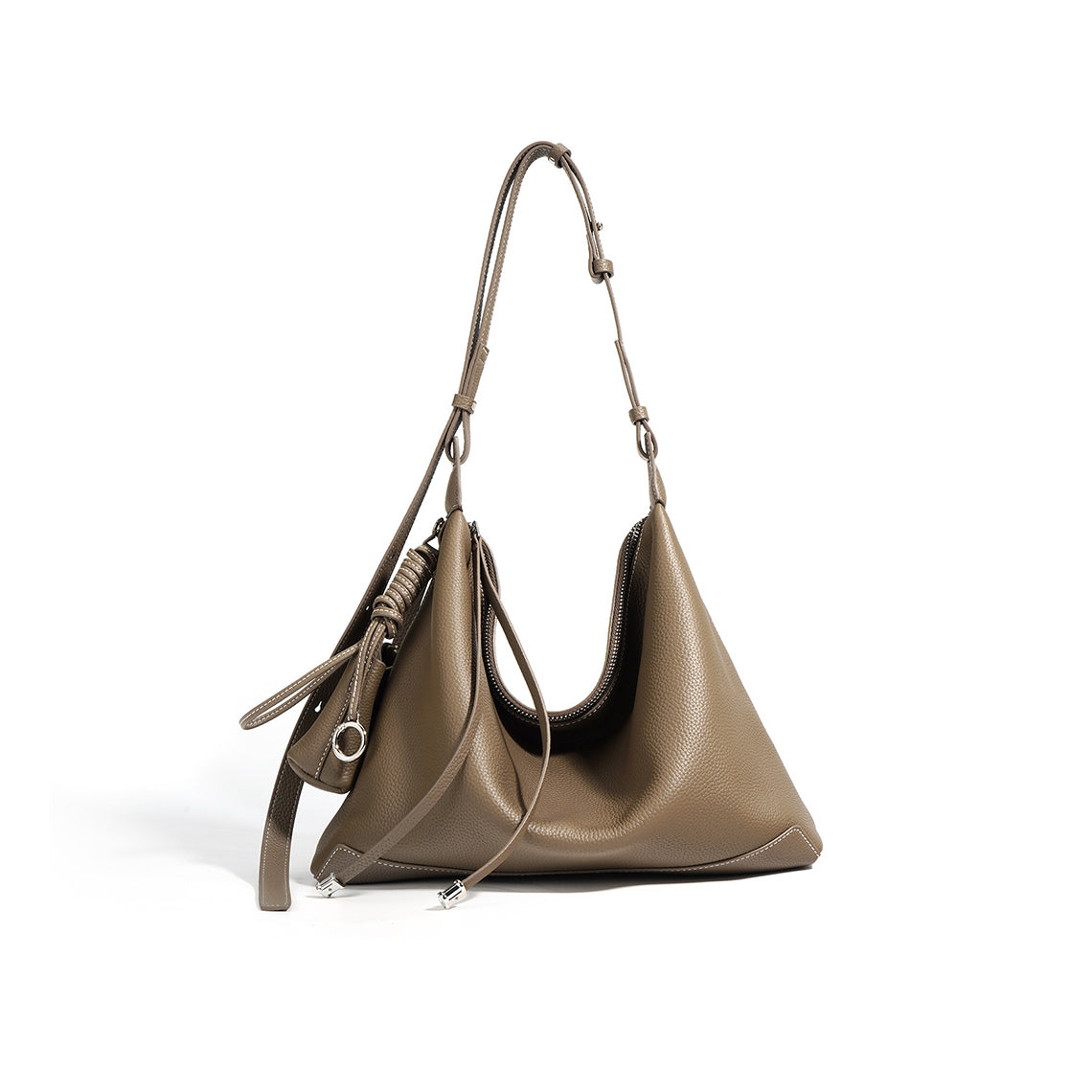 Top Grain Leather Simple Hobo Bag