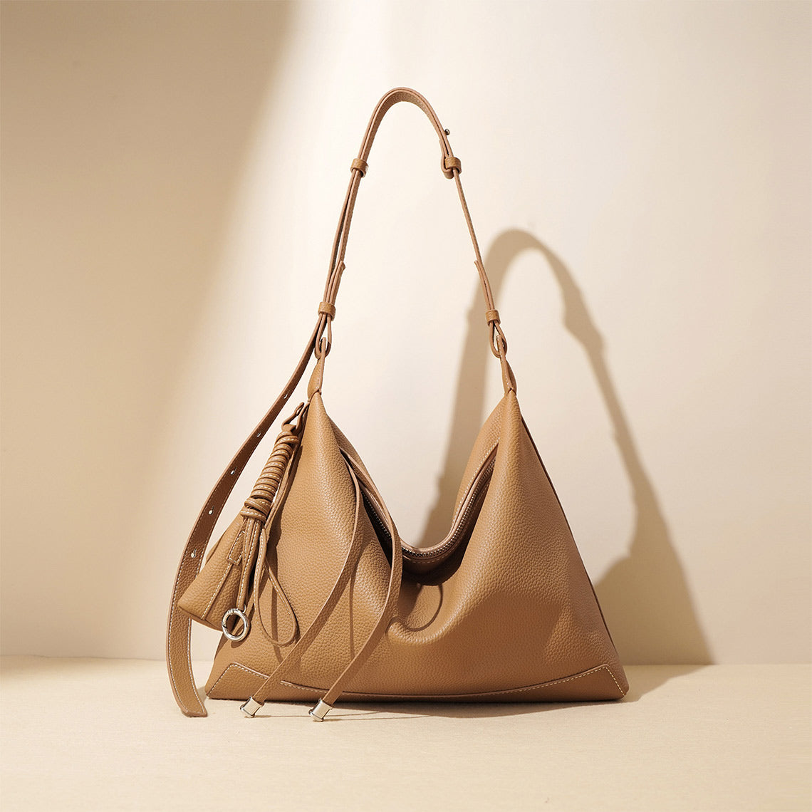 Top Grain Leather Simple Hobo Bag