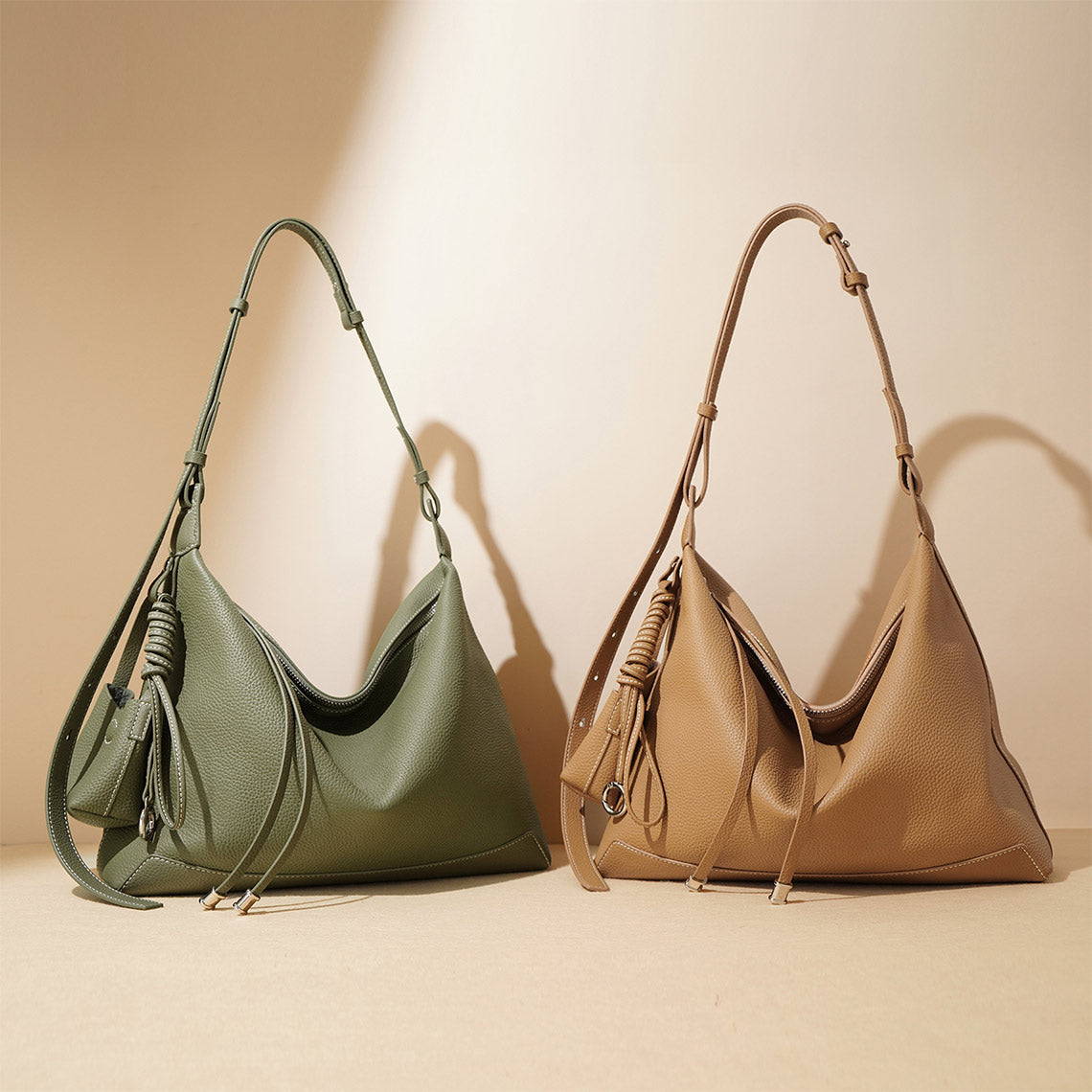 Top Grain Leather Simple Hobo Bag