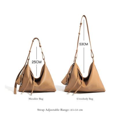 Top Grain Leather Simple Hobo Bag
