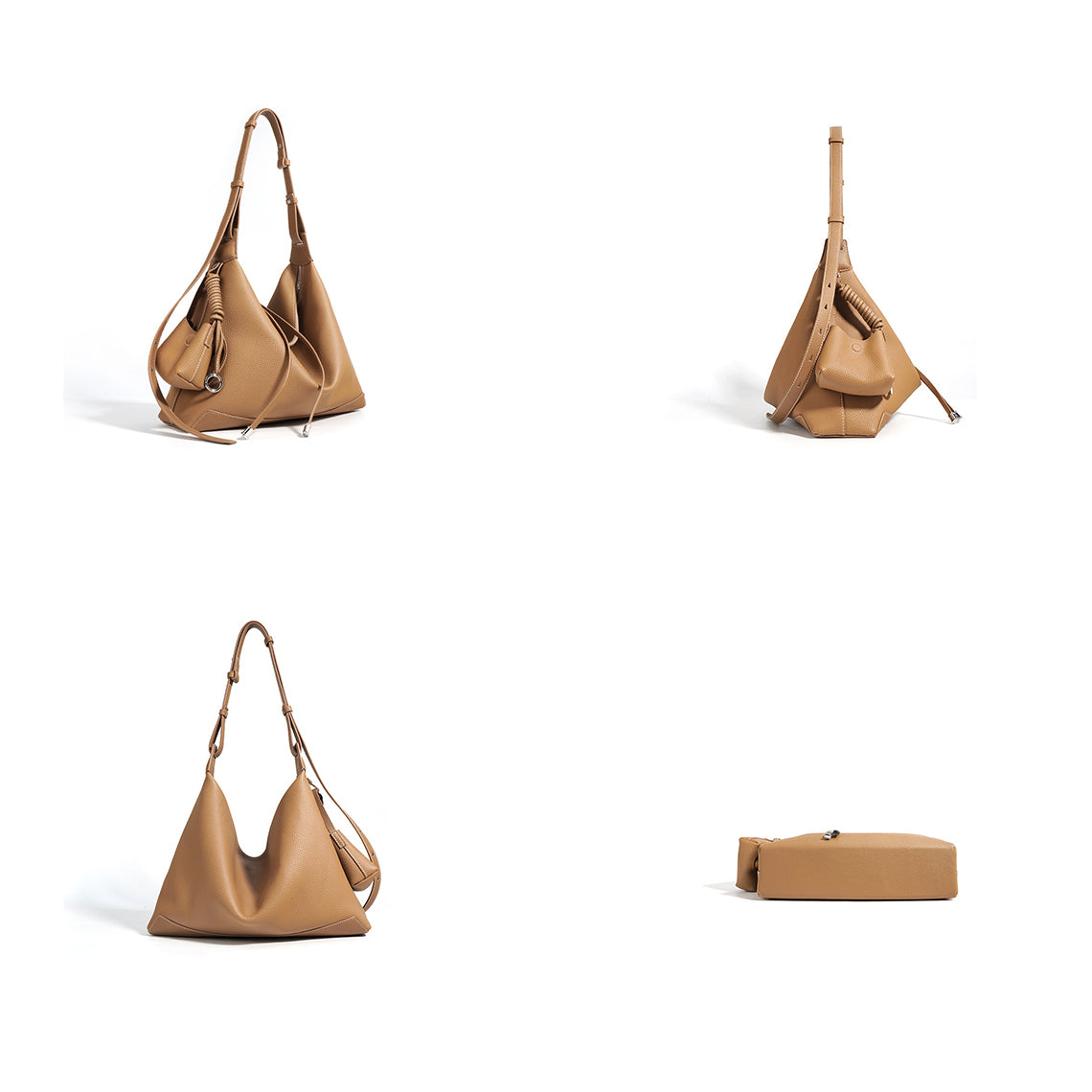 Top Grain Leather Simple Hobo Bag