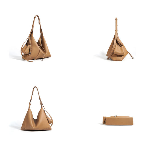 Top Grain Leather Simple Hobo Bag