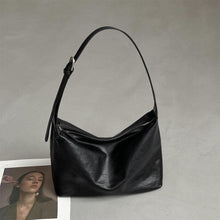 Load image into Gallery viewer, Black Leather Slouchy Shoulder Bag | Minimalist Casual Style Bags
