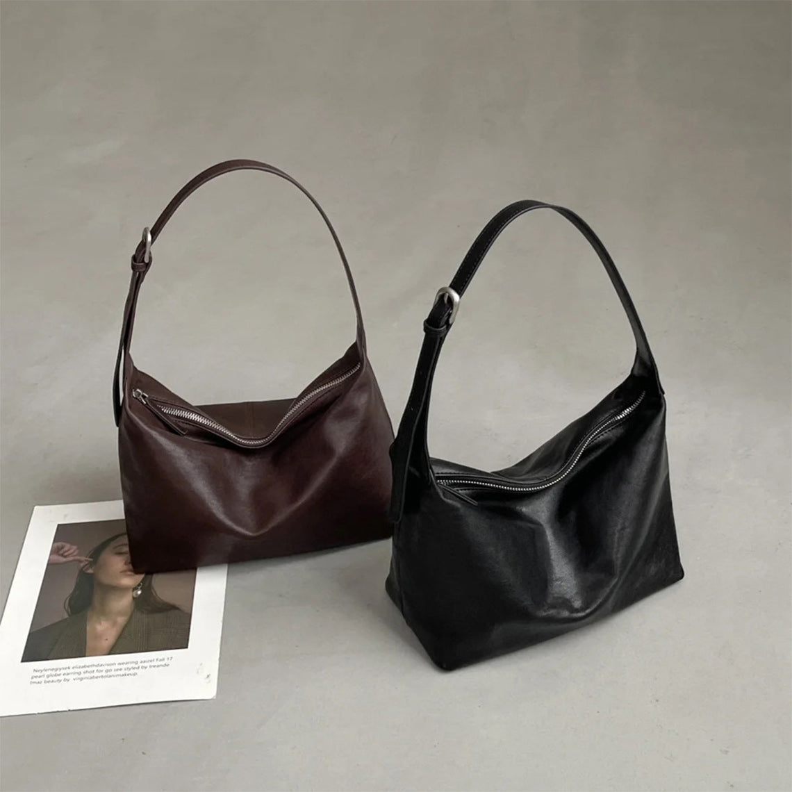 Leather Shoulder Hobo Bag for Women
