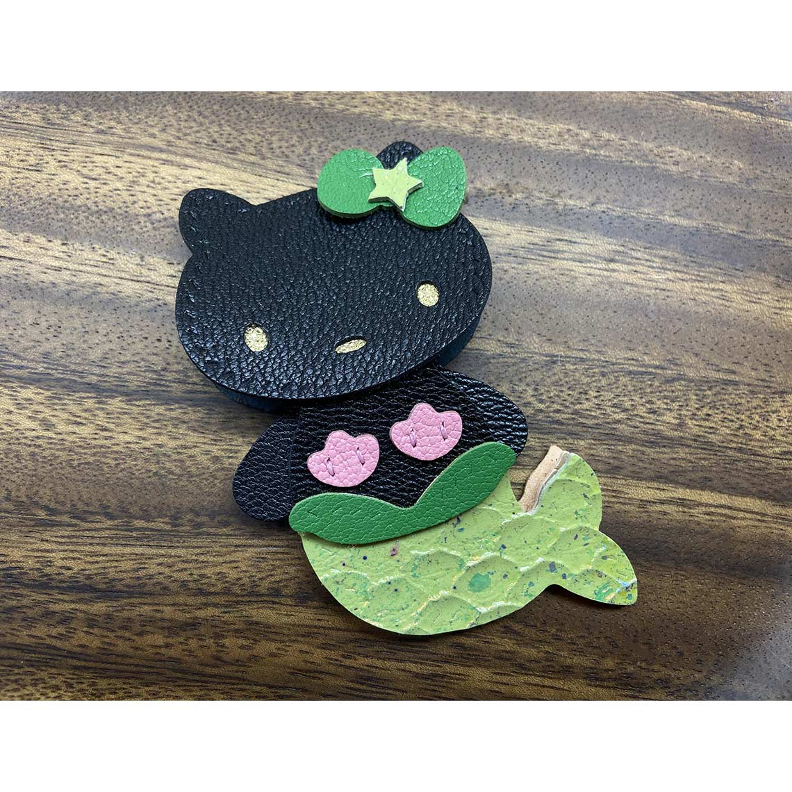 Black Hello Kitty Leather Charm | Cute Hello Kitty Mermaid Craft