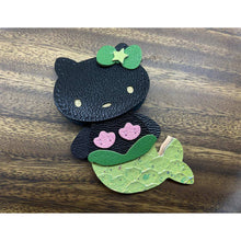 Load image into Gallery viewer, Black Hello Kitty Leather Charm | Cute Hello Kitty Mermaid Craft
