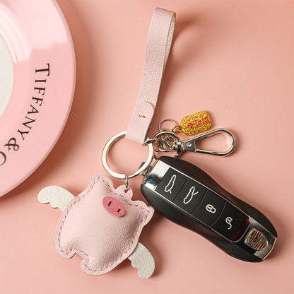 HANDSEWGIFT Sheep Leather Piglet Keychain DIY Kit