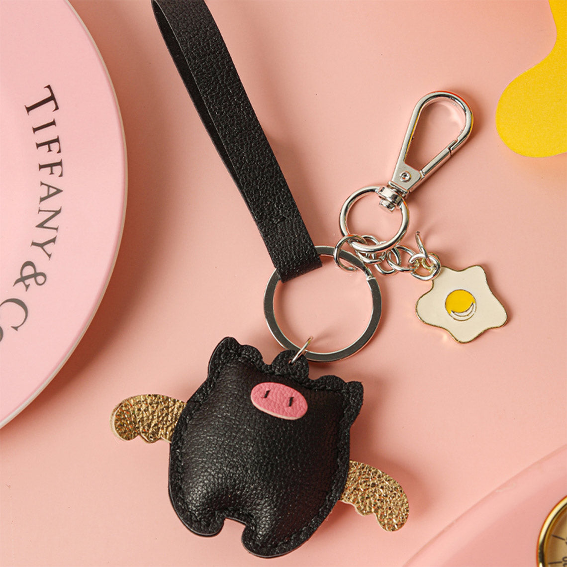 HANDSEWGIFT Sheep Leather Piglet Keychain DIY Kit