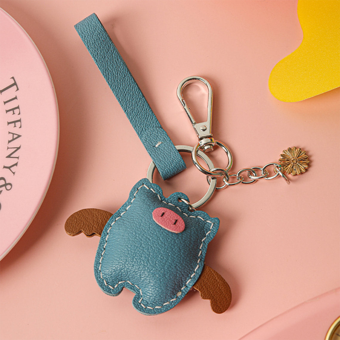 HANDSEWGIFT Sheep Leather Piglet Keychain DIY Kit