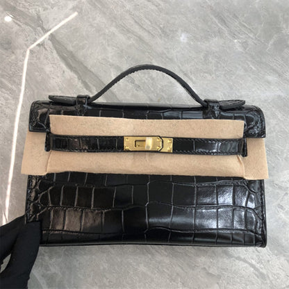 Crocodile Embossed Leather Inspired Croc Kelli Clutch Bag