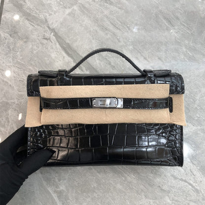 Crocodile Embossed Leather Inspired Croc Kelli Clutch Bag