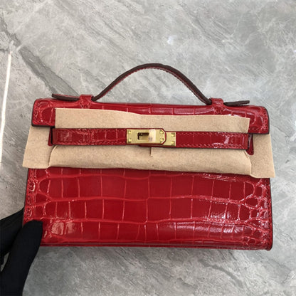 Crocodile Embossed Leather Inspired Croc Kelli Clutch Bag