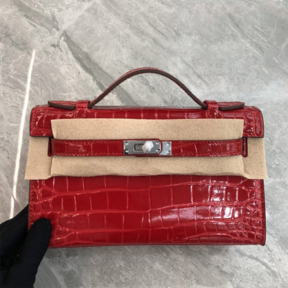 Crocodile Embossed Leather Inspired Croc Kelli Clutch Bag
