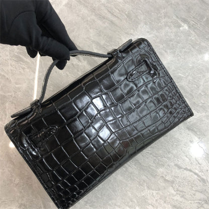 Crocodile Embossed Leather Inspired Croc Kelli Clutch Bag