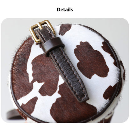 Chic Fur Leather Women Cylinder Bag
