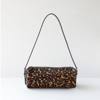 Chic Fur Leather Women Cylinder Bag