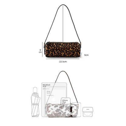 Chic Fur Leather Women Cylinder Bag
