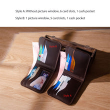Load image into Gallery viewer, HANDSEWGIFT Crazy Horse Leather Men Compact Wallet DIY Kits
