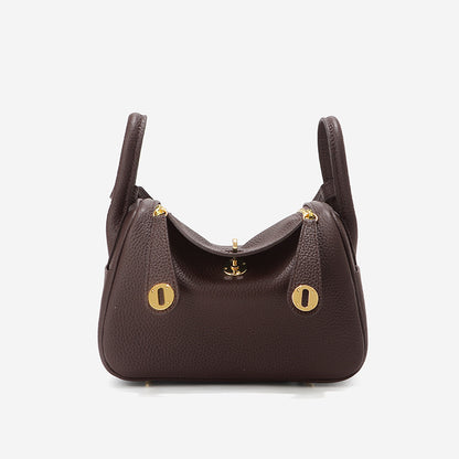 Leather Handbag | Inspired Leather Lindy Handbag in Ebene- POPSEWING™