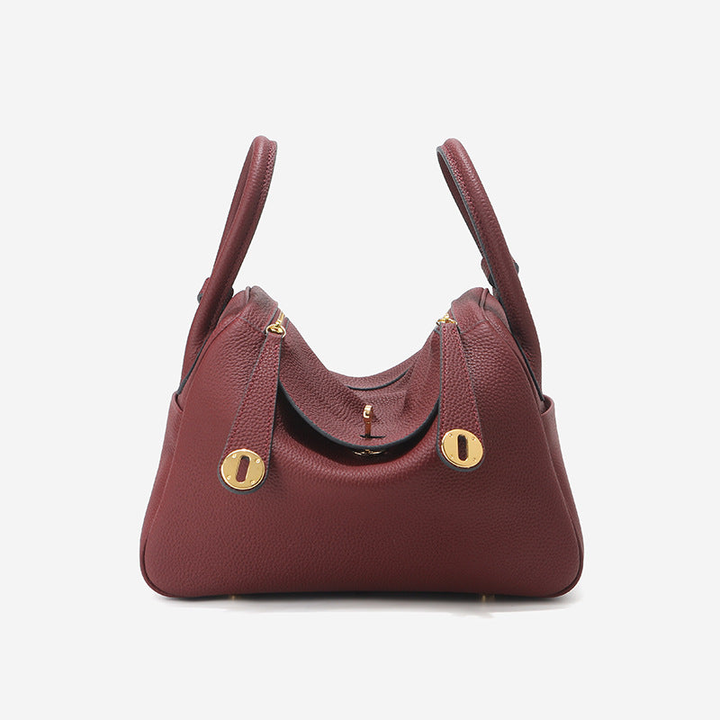 Leather Handbag | Inspired Leather Lindy Handbag in Rouge- POPSEWING™