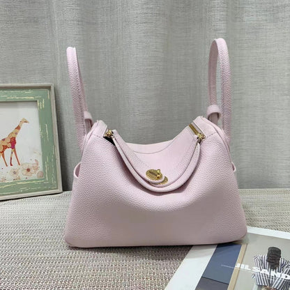 Fantasy purple top grain leather Lindy bag with golden hardware
