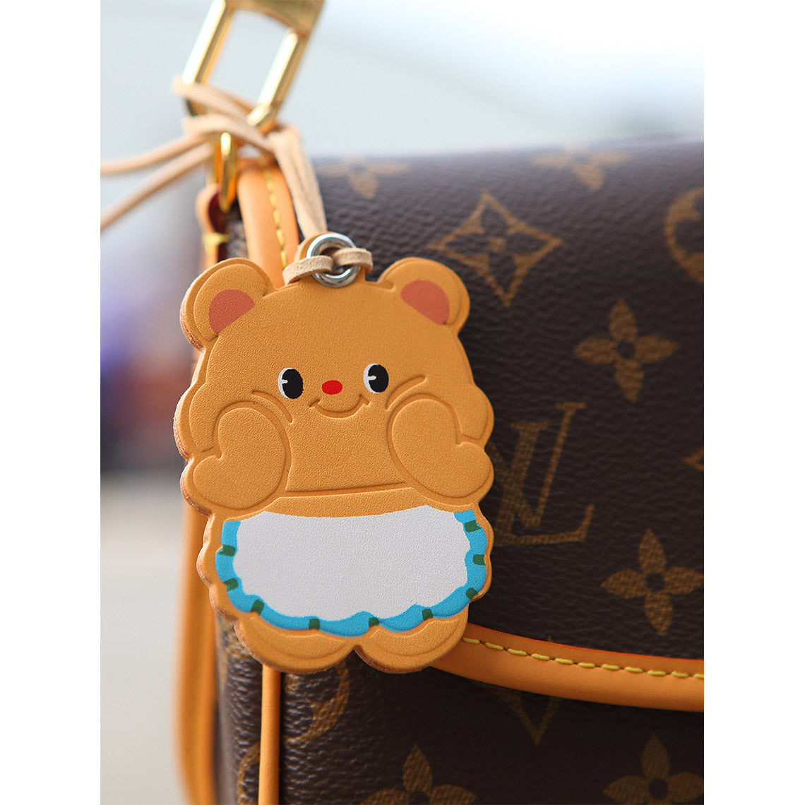 Vegetable Tanned Leather Cute Bear Charm