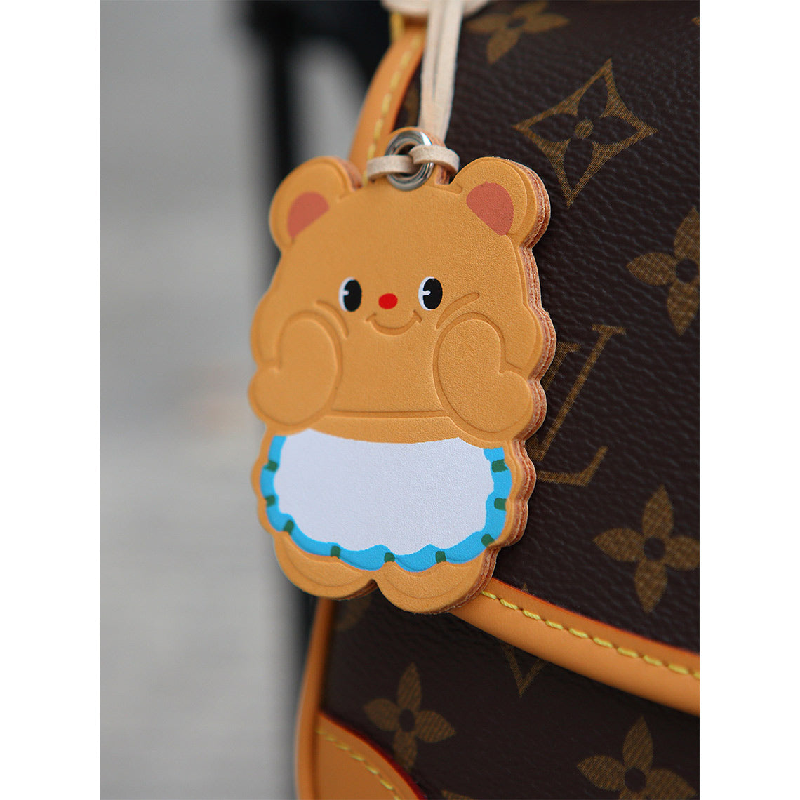 Vegetable Tanned Leather Cute Bear Charm