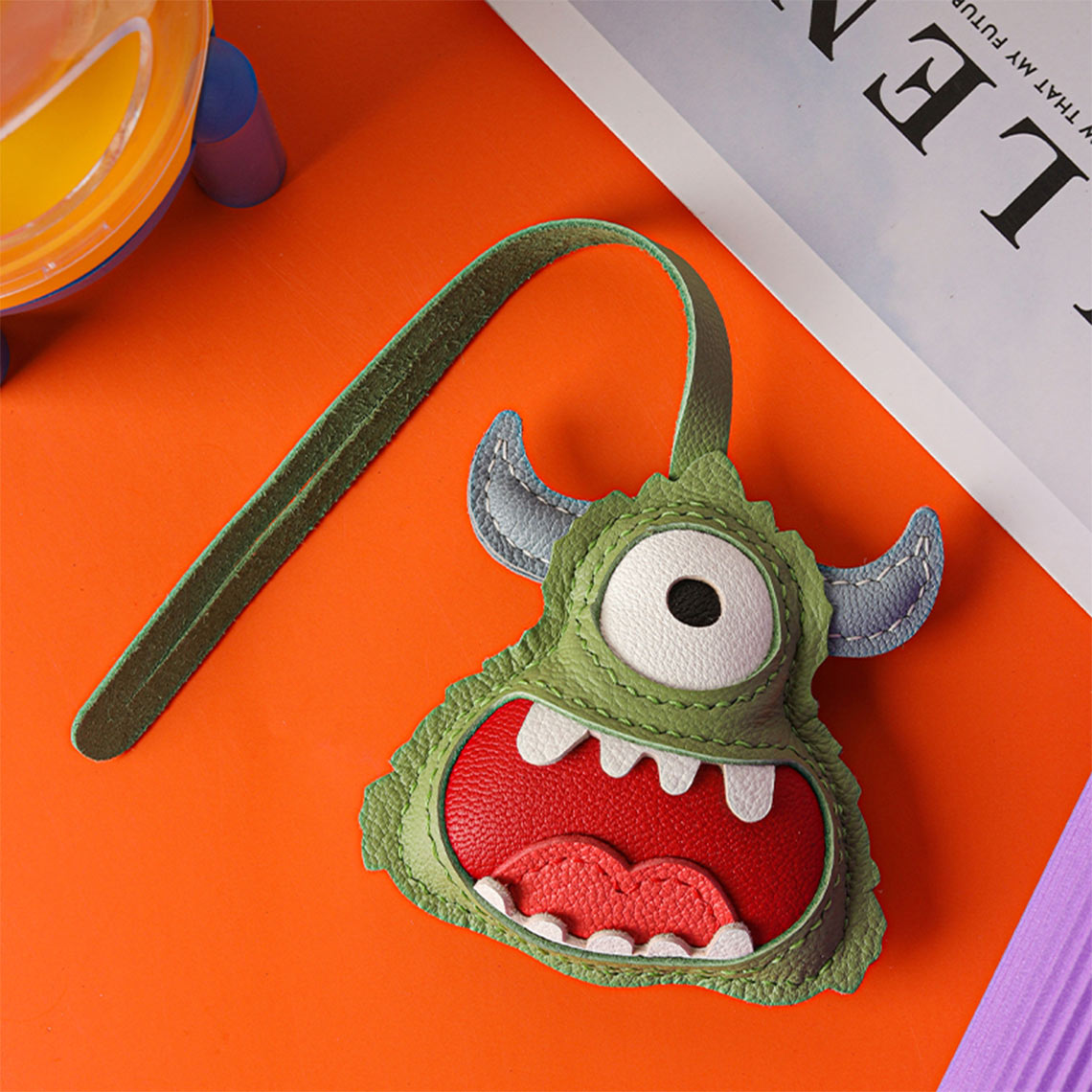 Green Leather Little Monster Purse Charm - POPSEWING®