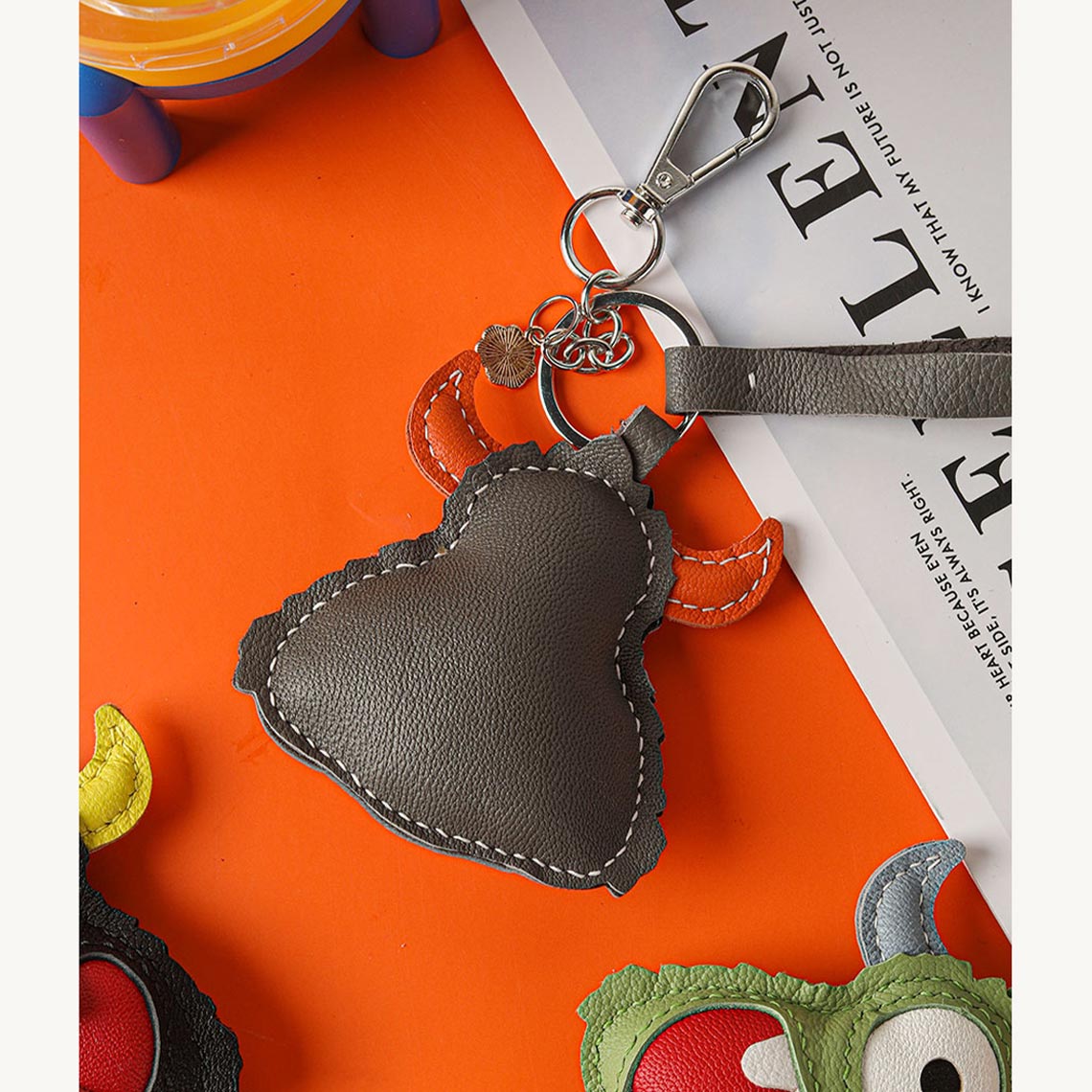 HANDSEWGIFT Leather Little Monster Keychain Charm DIY Kit