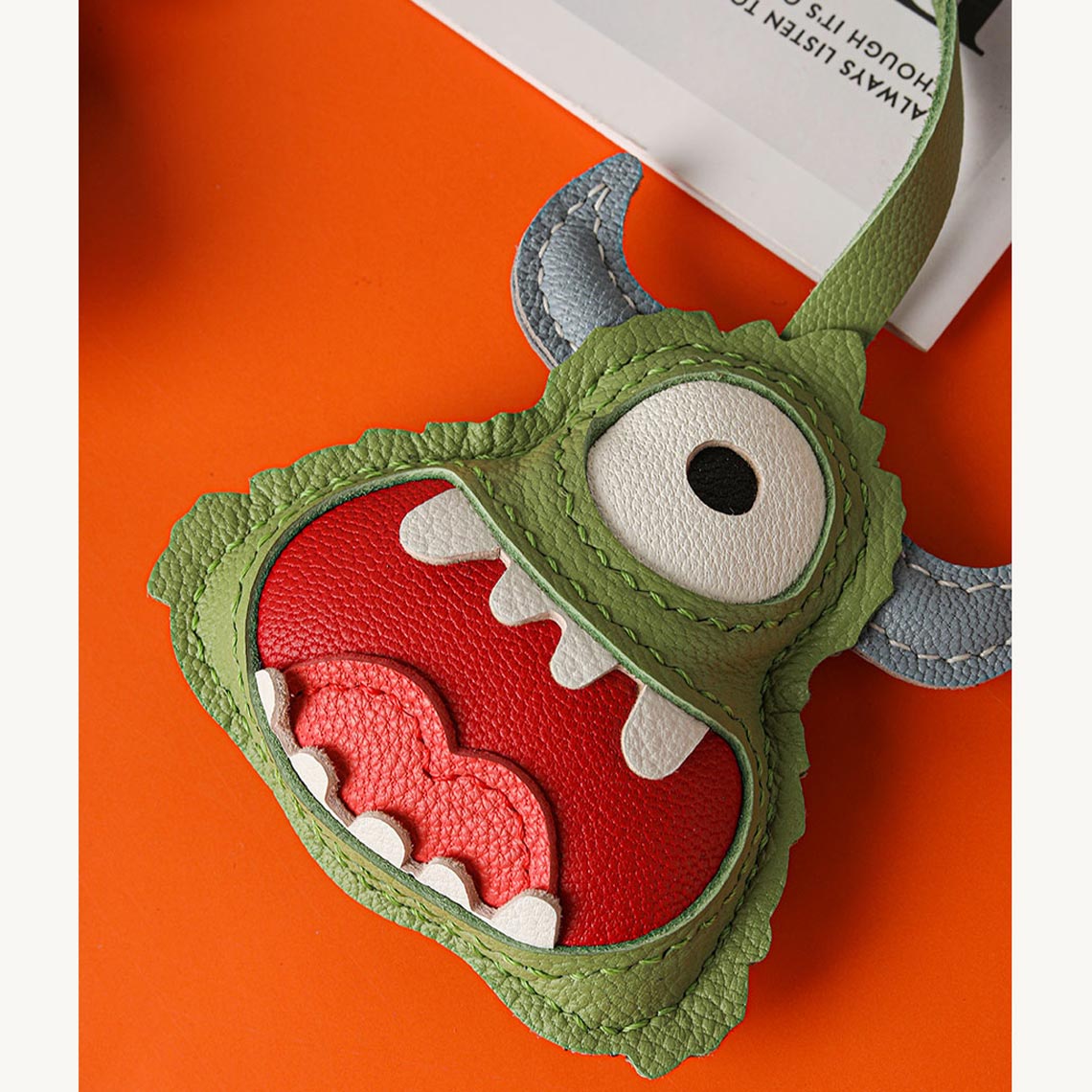 Green Leather Monster Charm Pendants | Small Leather Projects - POPSEWING®