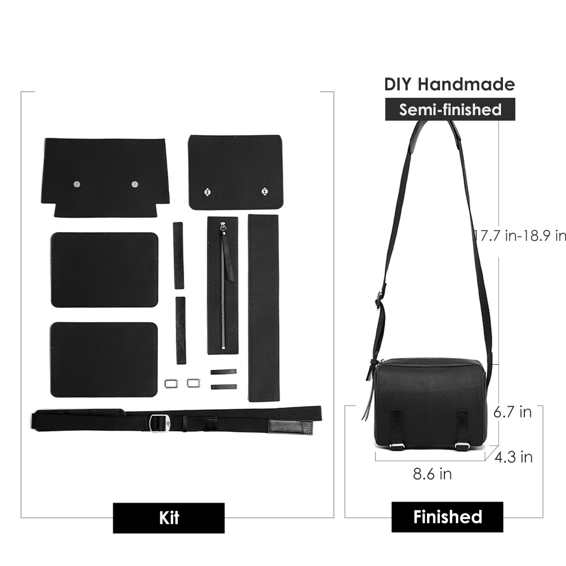 HANDSEWGIFT Top Grain Leather Men Mini Messenger Bag DIY Kit