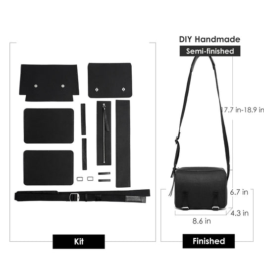 HANDSEWGIFT Top Grain Leather Men Mini Messenger Bag DIY Kit