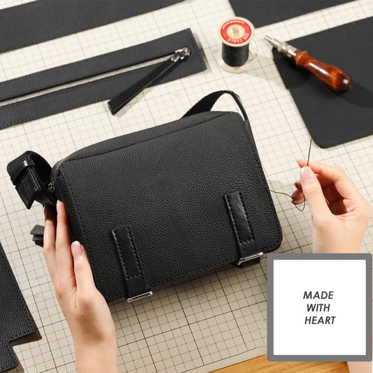HANDSEWGIFT Top Grain Leather Men Mini Messenger Bag DIY Kit