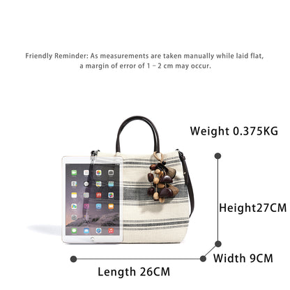 Striped Linen Ethnic Handbag Crossbody Bag