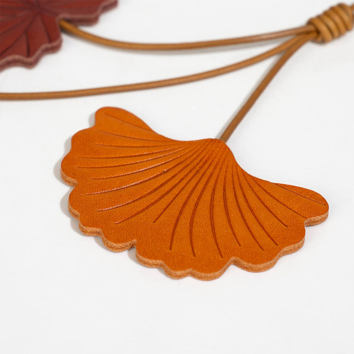 Vegetable Tanned Leather Maple Leaf Charm