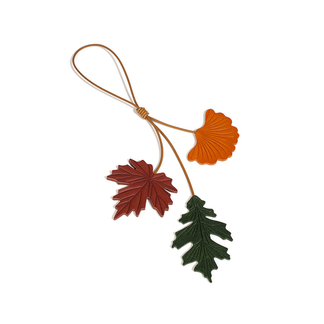 Vegetable Tanned Leather Maple Leaf Charm