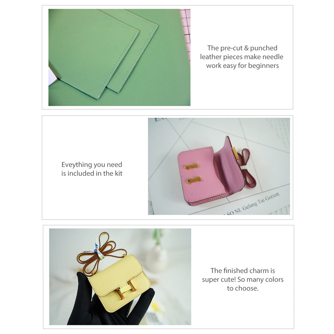 HANDSEWGIFT Full Grain Leather Tofu Konstance Bag Charm DIY Kits | Presale