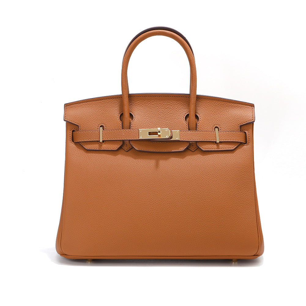 Inspired Mini Birkin 20 Handbag Top Grain Leather Purse Golden