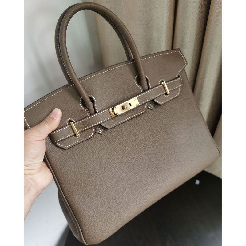 Mini Birkin Etoupe White Thread Bag-25