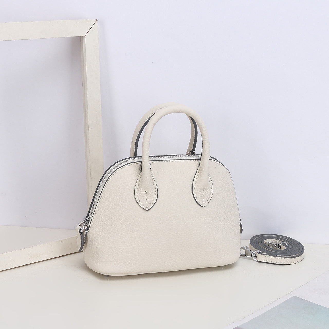 Top Grain Leather Mini Bowling Handbag