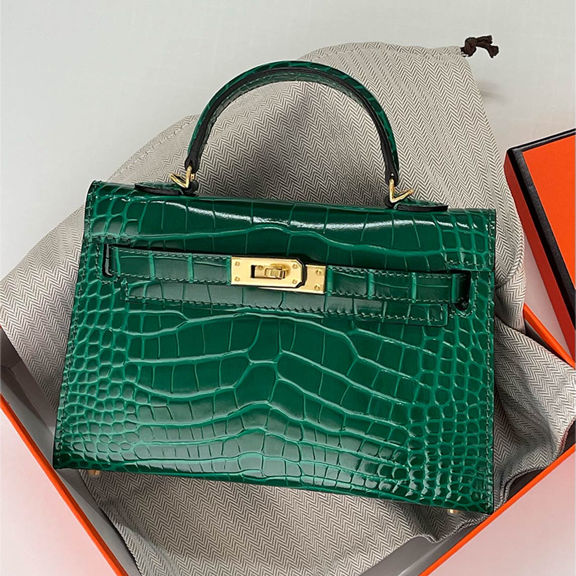 Croc Embossed Leather inspired Mini Kelli Handbag
