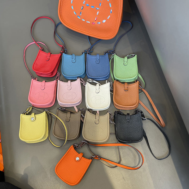 Mini Eveline leather bag charm AirPods holder luxury leather keychain accessory [INDEX]