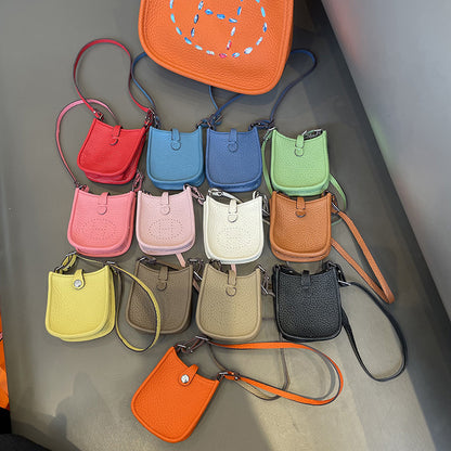 Mini Eveline leather bag charm AirPods holder luxury leather keychain accessory [INDEX]