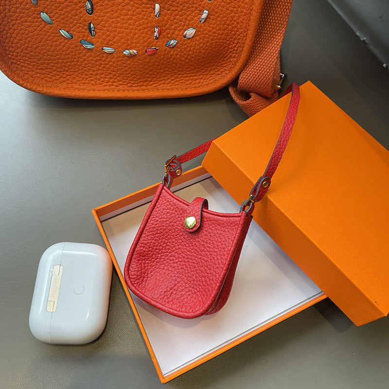 Red Mini Leather Eveline AirPods Pro Case & Luxury Bag Charm.