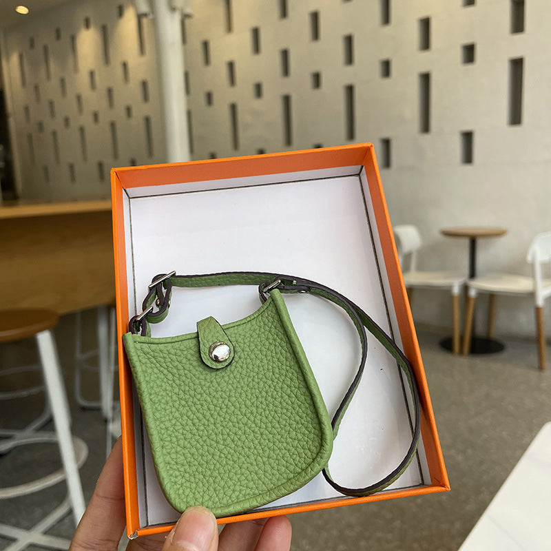 Light Green Mini Leather Eveline AirPods Pro Case & Luxury Bag Charm.