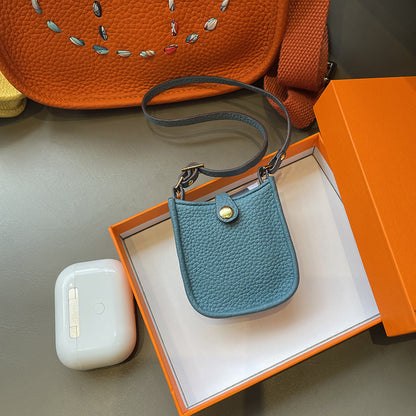 Blue Mini Leather Eveline AirPods Pro Case & Luxury Bag Charm.